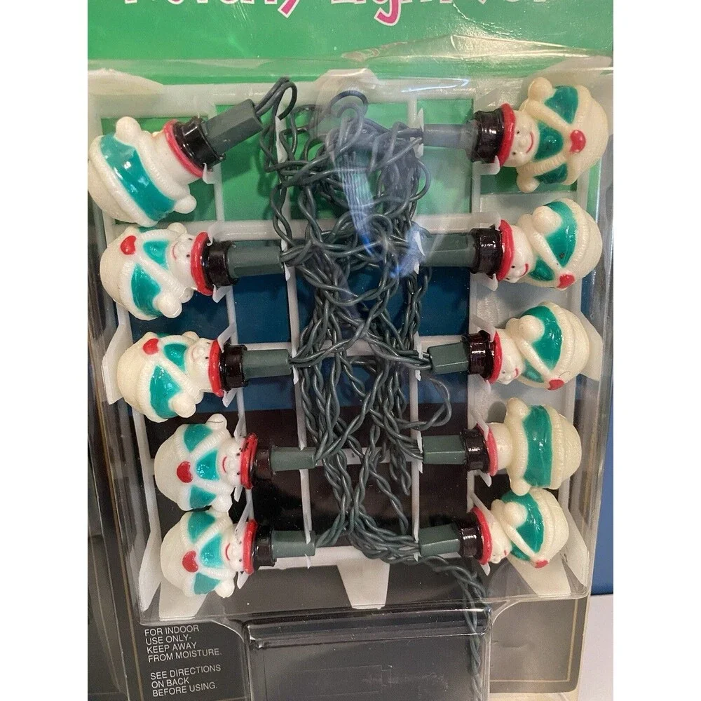 VTG Joybrite Christmas Blowmold Snowman String Lights Miniature Lot Of 2 NEW